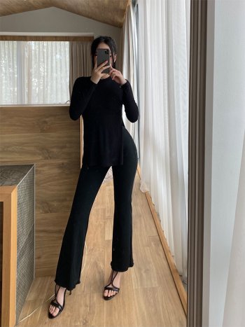 LIME Áo tay dài xẻ tà