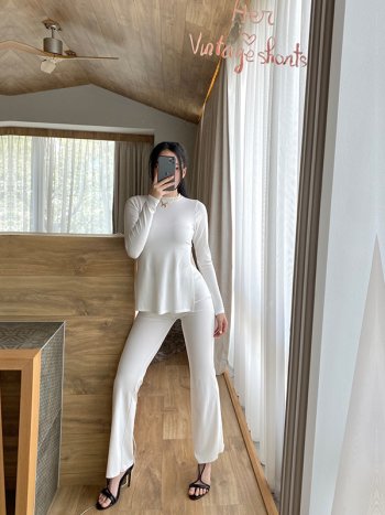 LIME Áo tay dài xẻ tà